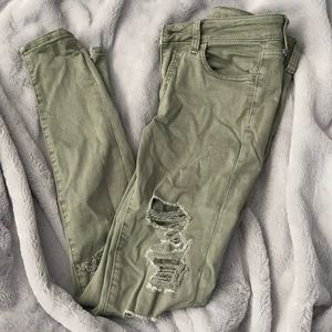 American Eagle Size 4 Reg Olive Color Jeggings